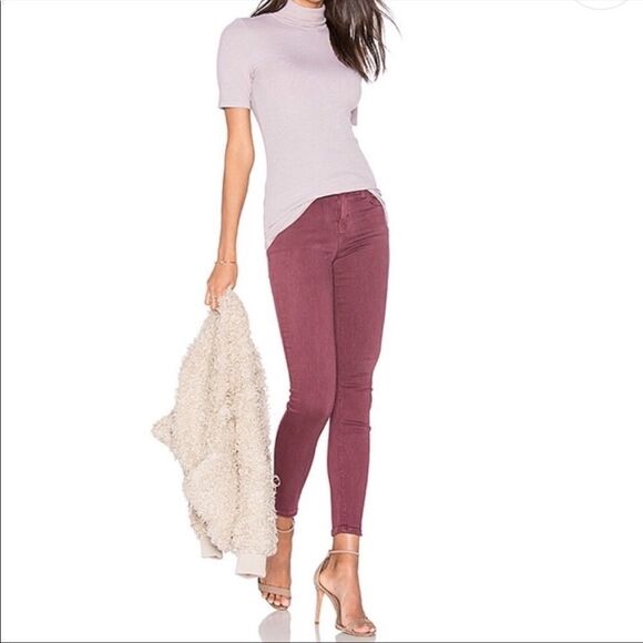 Current Elliott The Stiletto Mid Rise Vintage Burgundy Jeans Size 25 - Picture 1 of 16